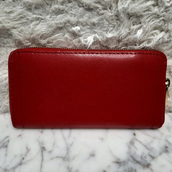 Ralph Lauren Vermillion Red Chiswell Leather Zip Clutch Organizer Wallet - Picture 2 of 9